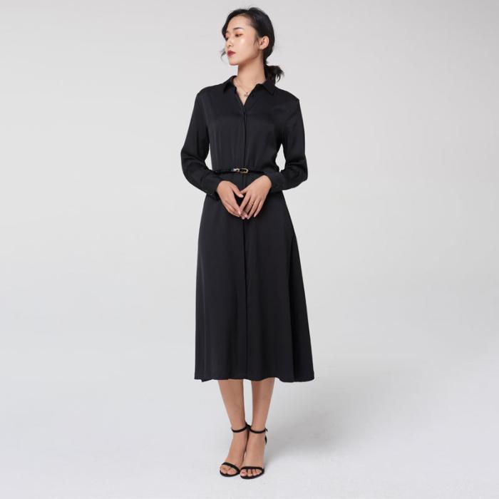 Belted satin midi shirt dress | Womens Dresses Dresses Dresses