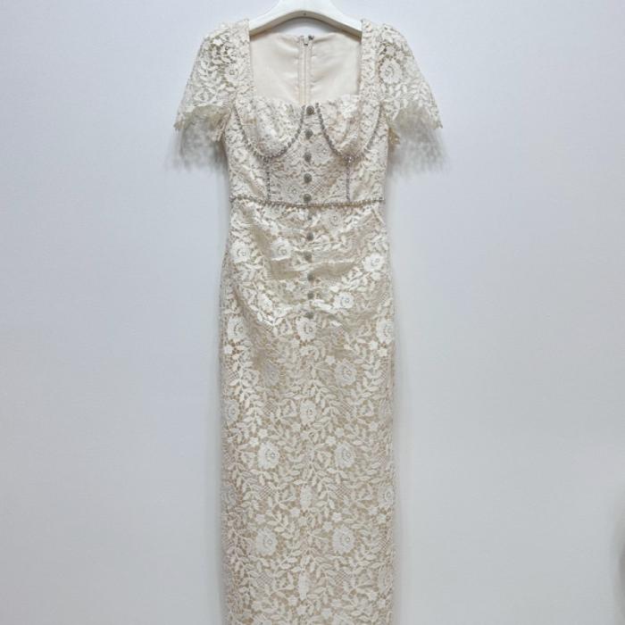 Crystal-embellished guipure lace midi dress | Womens Dresses Dresses Dresses