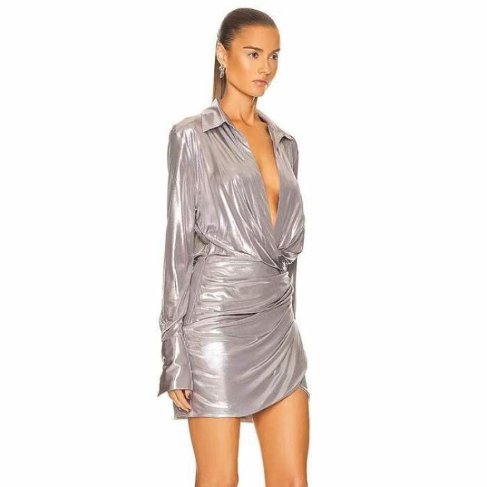 Draped metallic stretch-jersey mini dress | Womens Dresses Dresses Dresses